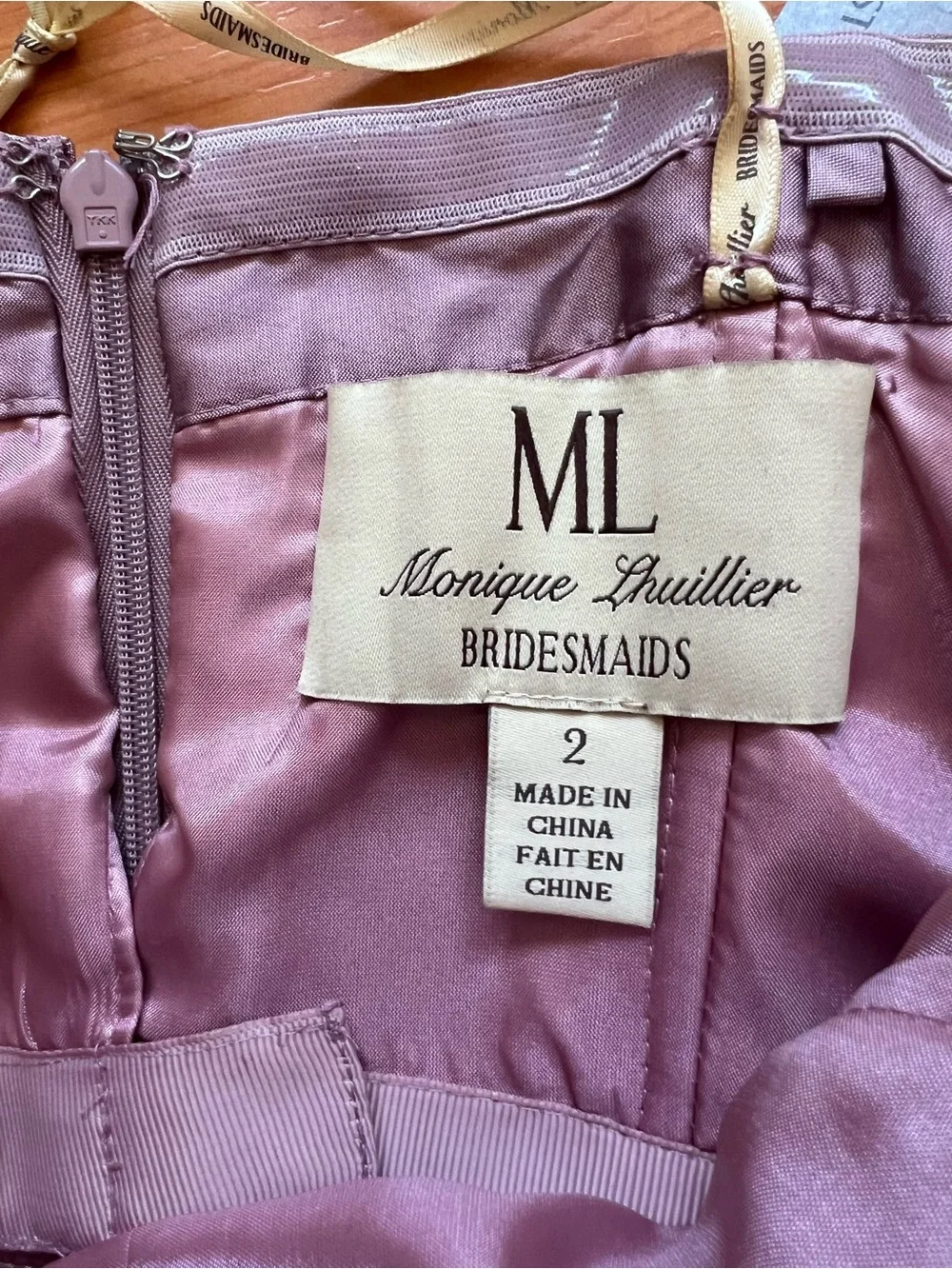 NWT Monique Lhuillier Bridesmaids Mauve Satin Mini Dress